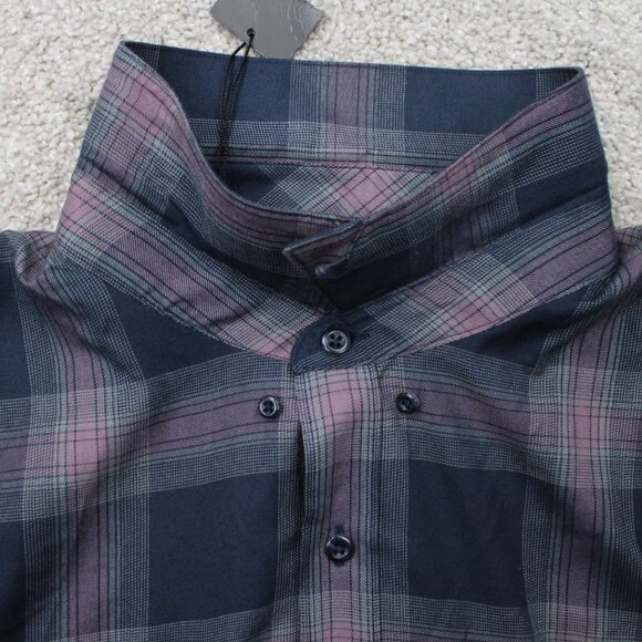 Travis Mathew Shirt NWT Mens Large Purple/Black Clould Plaid Flannel Long Sleeve - Picture 12 of 16